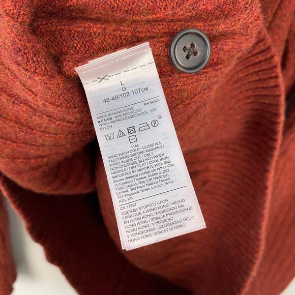 Banana Republic Wool Blend Henley Sweater Gifting Wide Ribbed Red Size Large - Picture 10 of 11